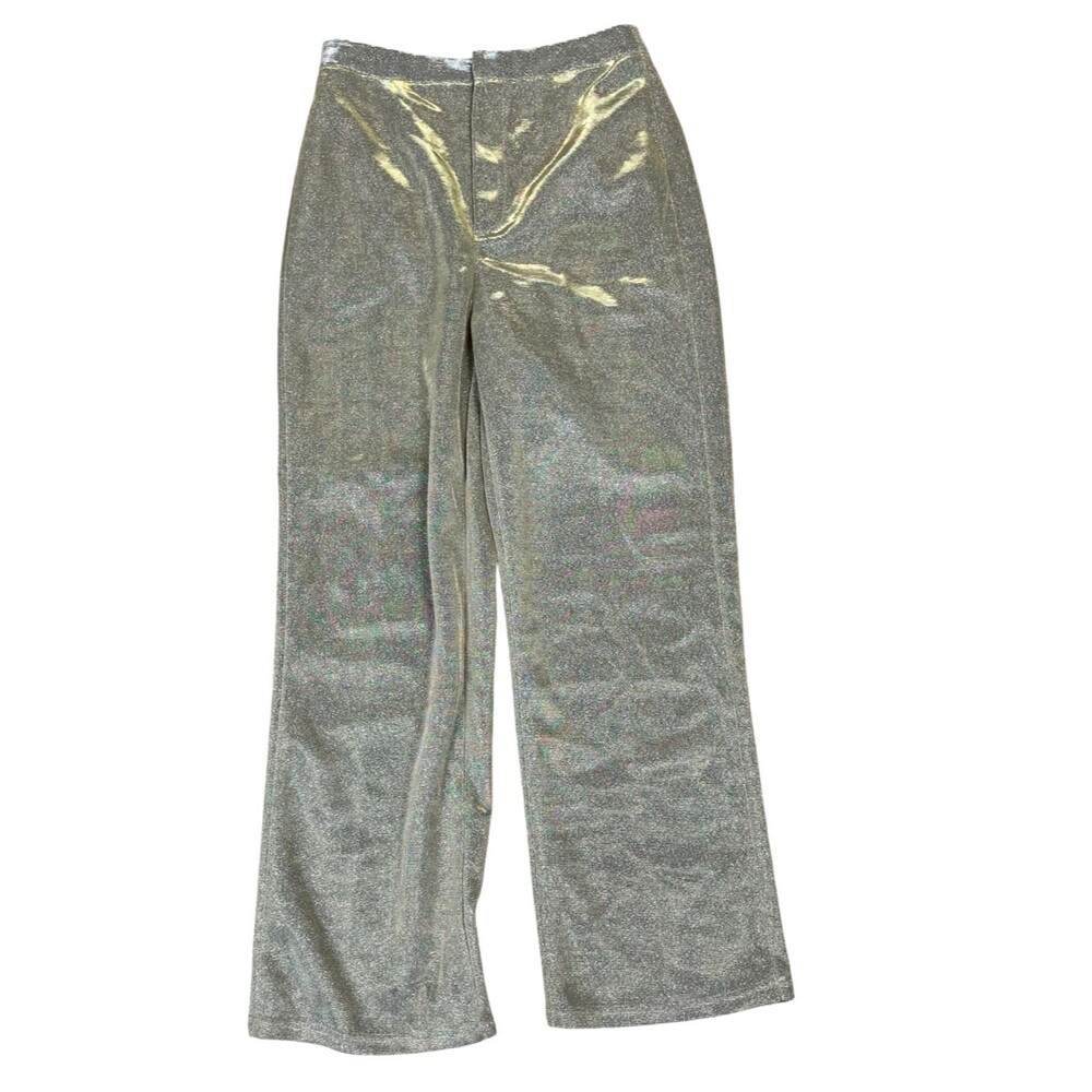 Shein BAE High Rise Wide Leg Gold Sparkle Pants Small Night Out Clubwear Party